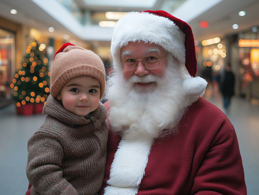 Child Meeting Santa at the Mall