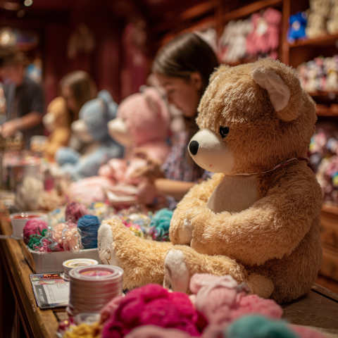 Teddy Bears Being Created by Children in Workshop