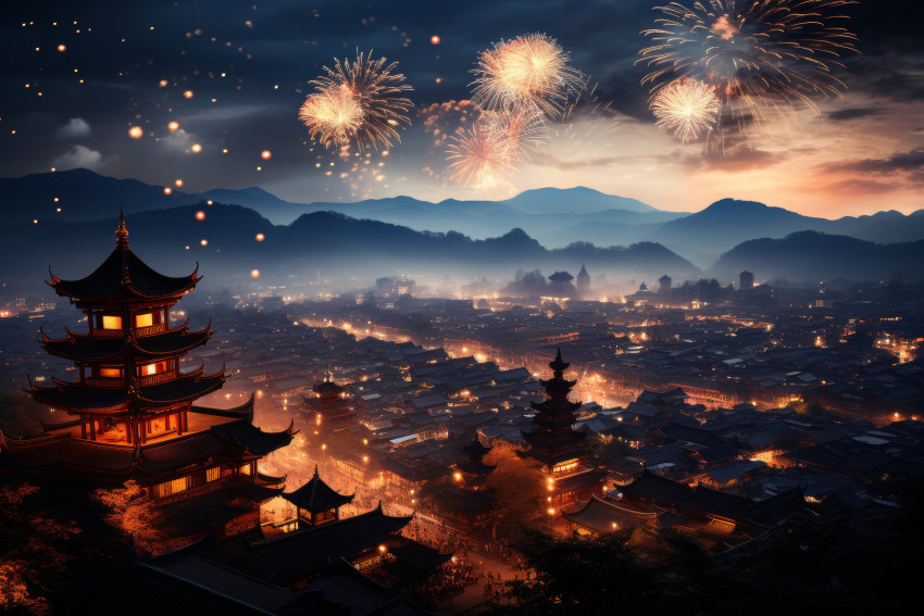 Chinese Lunar New Year fireworks