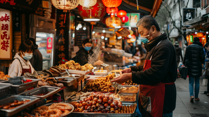 Chinese street food market