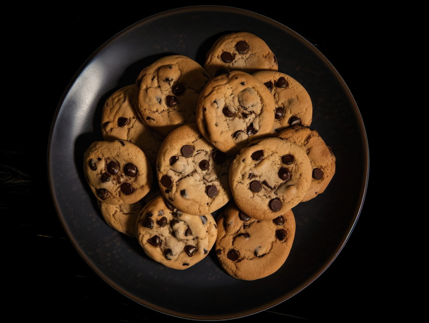 Delicious Chocolate Chip Cookies on Plate