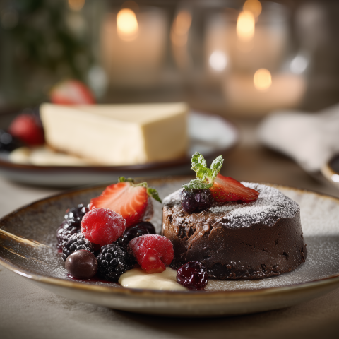 Chocolate Lava Cake with Fresh Berries