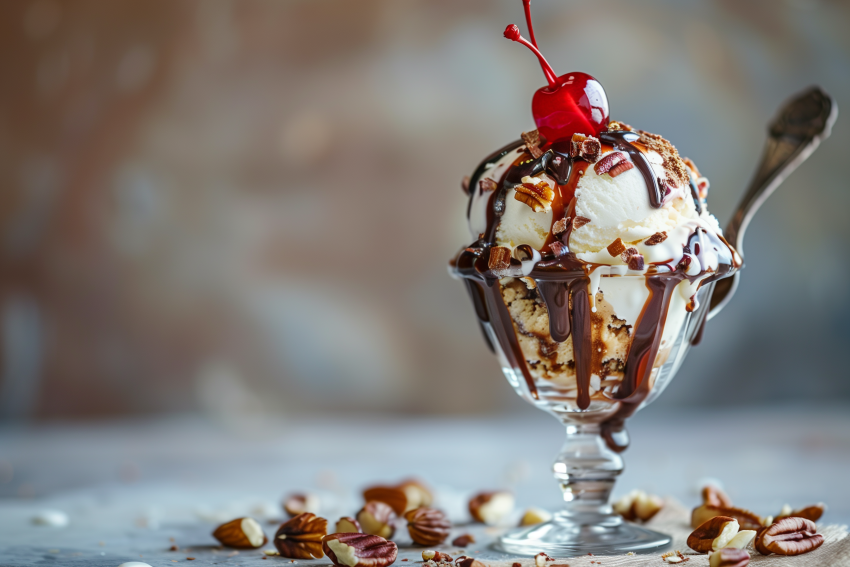 Chocolate Sauce Nuts And A Cherry On Top