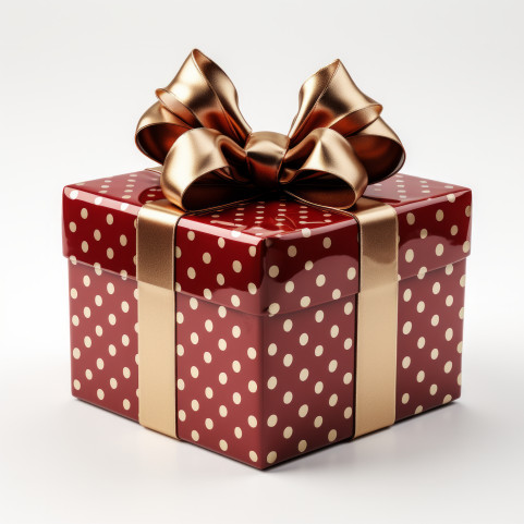 Christmas present with bow isolated on white background