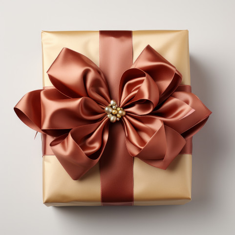Christmas present with bow isolated on white background