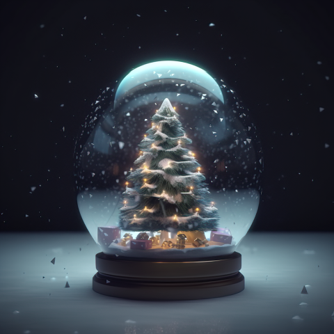 Snow Globe with Christmas Tree and Gifts