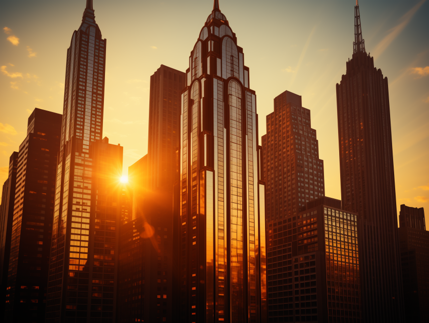 City Skyline at Golden Sunset