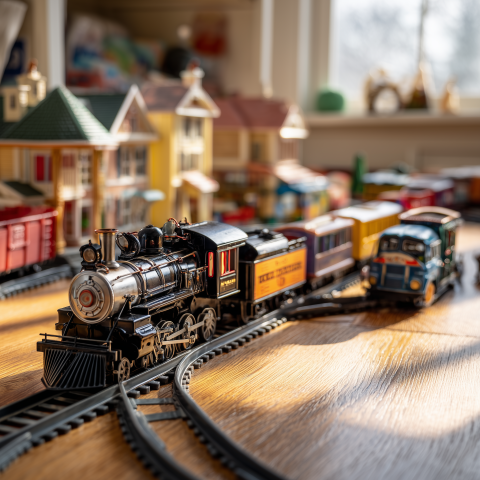 Classic Steam Engine Toy Train Display