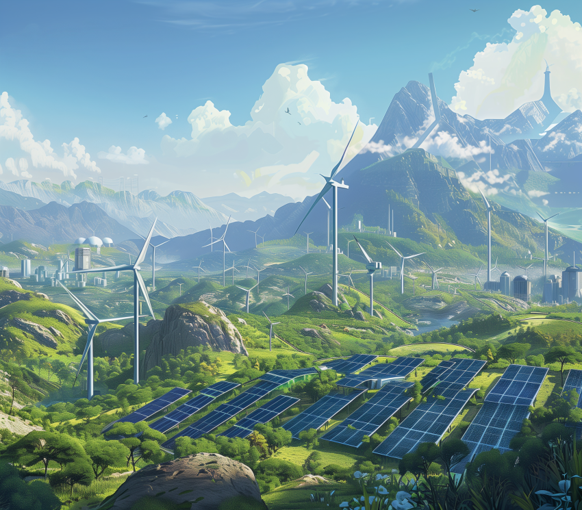 Clean Energy Solar Panels And Wind Turbines