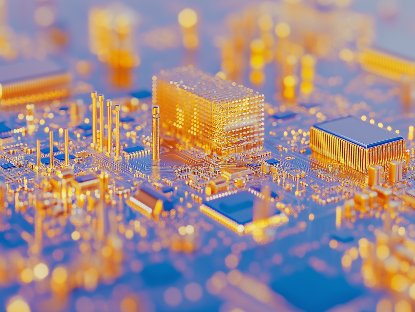 Close-up of a Gold-Plated Circuit Board