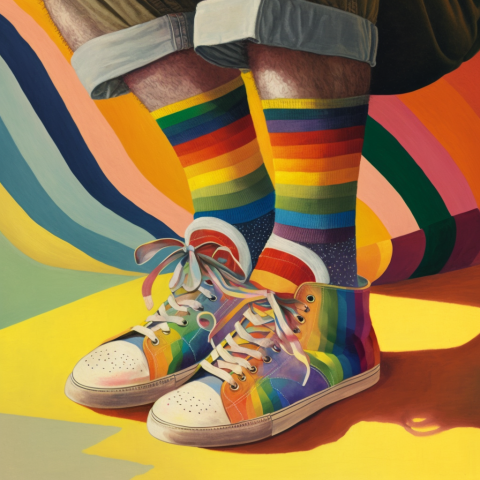 Colorful Footwear with Rainbow Socks
