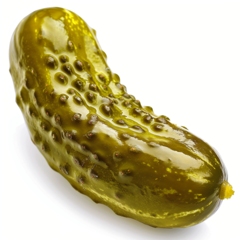 Close-Up of a Shiny Pickled Cucumber