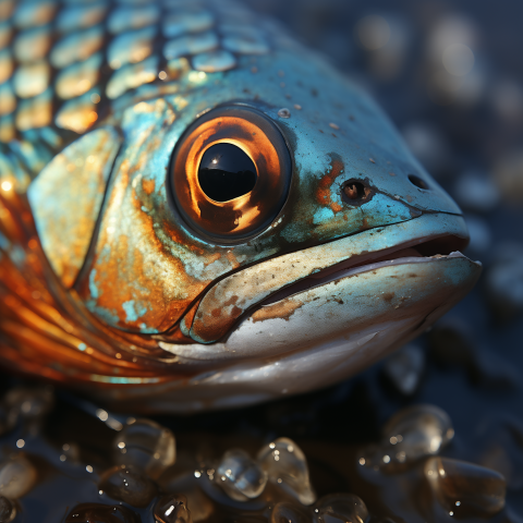Close-Up of Colorful Fish Scales