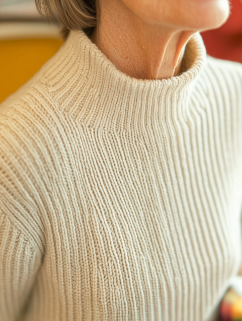 Close-Up of Cozy Knit Turtleneck Sweater