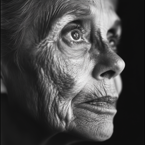 Close-Up of Elderly Woman’s Thoughtful Gaze