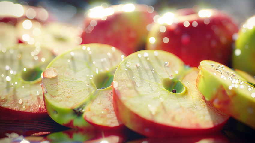Close-Up of Fresh Sliced Apples