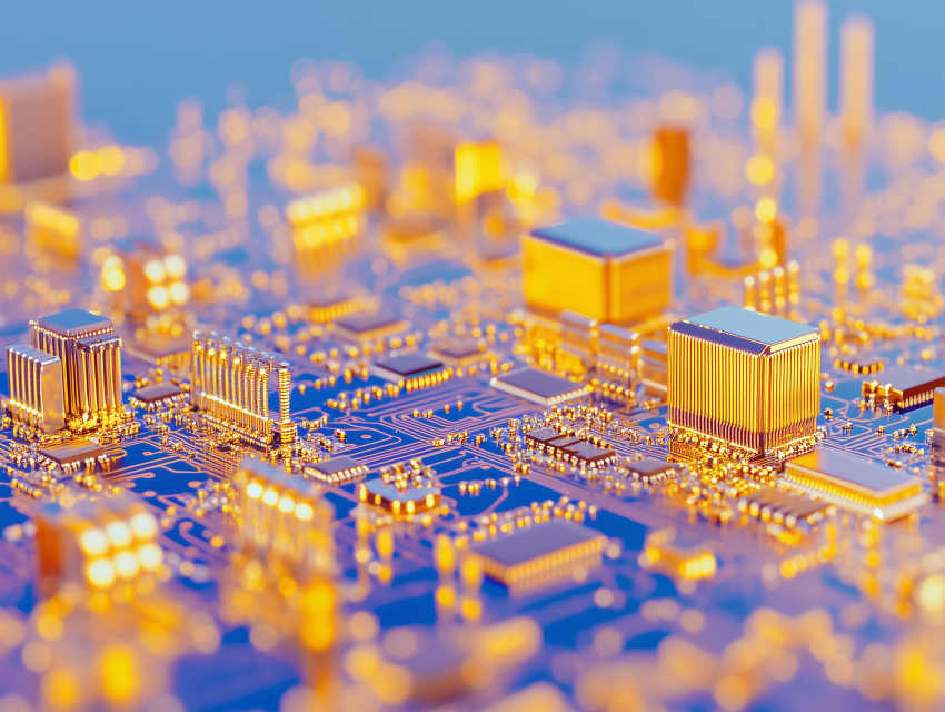 Close-Up of Gold-Plated Circuit Board