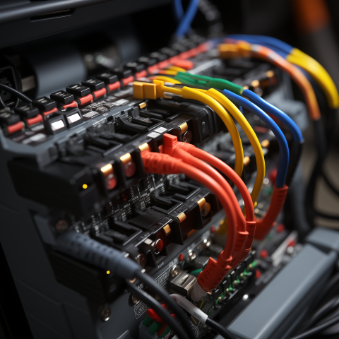 Close-Up of Network Cables in Server Rack