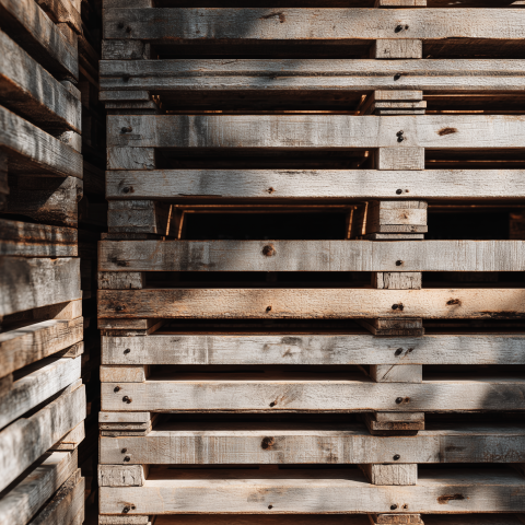 Close-Up of Stacked Wooden Pallets