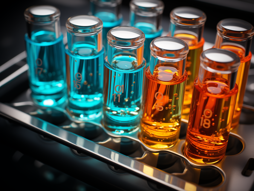 Close-Up of Colored Test Tubes