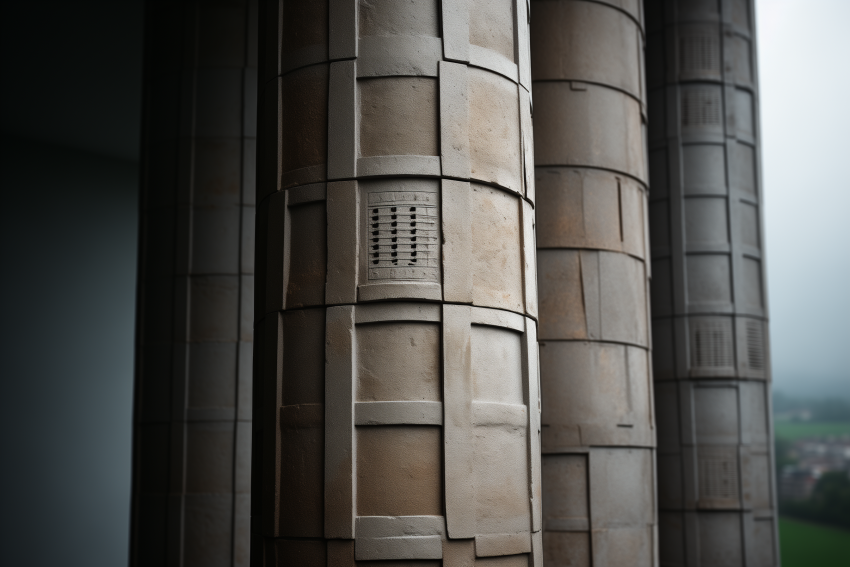 Close-Up of Textured Architectural Columns