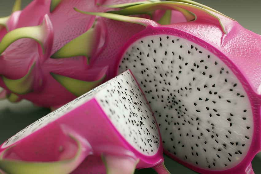 Close-Up of Vibrant Sliced Dragon Fruit