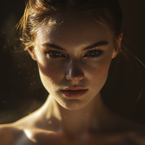 Close-Up of Woman in Golden Light