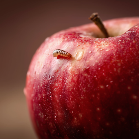 Detail of Worm on an Apple