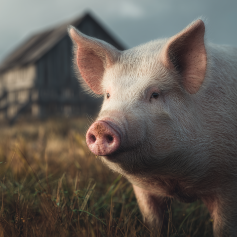 Close-Up Pig on Rustic Farm
