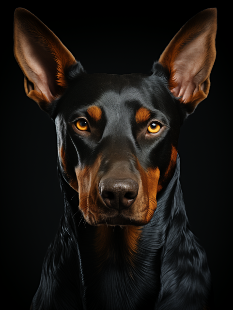 Close-Up Portrait of Doberman Dog
