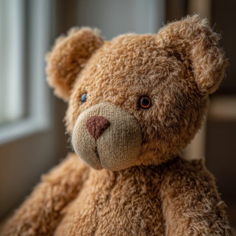 Close-Up Vintage Teddy Bear Portrait