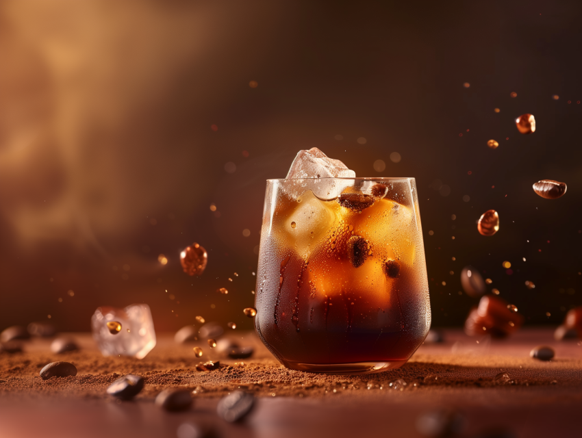 Coffee With Chilled Ice Cubes