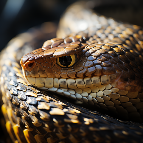 Coiled Snake With Detailed Scales
