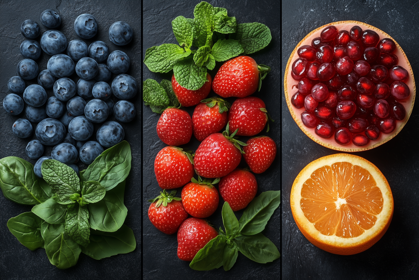 Colorful Assortment of Fresh Berries and Citrus