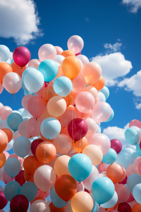 Colorful balloons floating in the sky