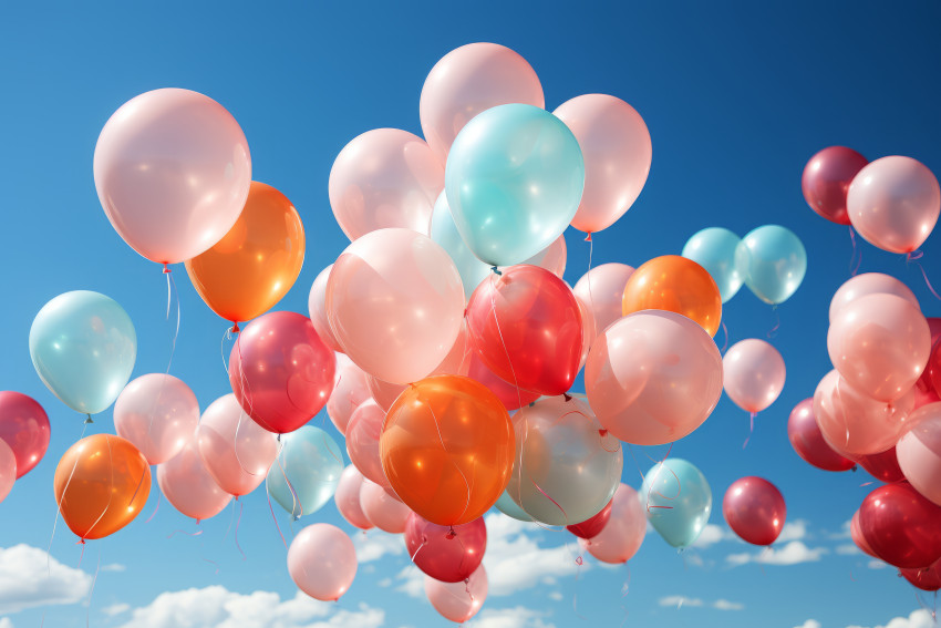 Colorful balloons floating in the sky