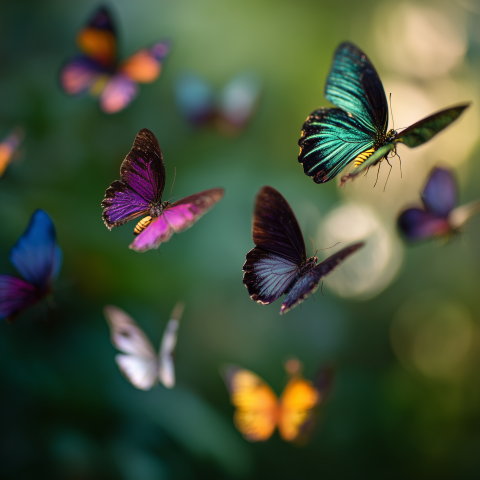 Colorful Butterflies Fluttering Softly