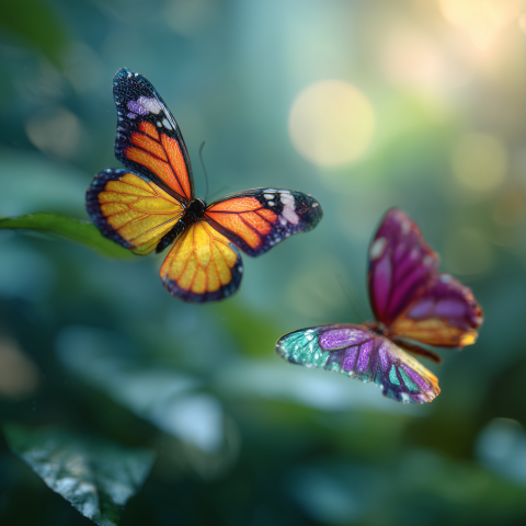 Colorful Butterflies Flying in Nature