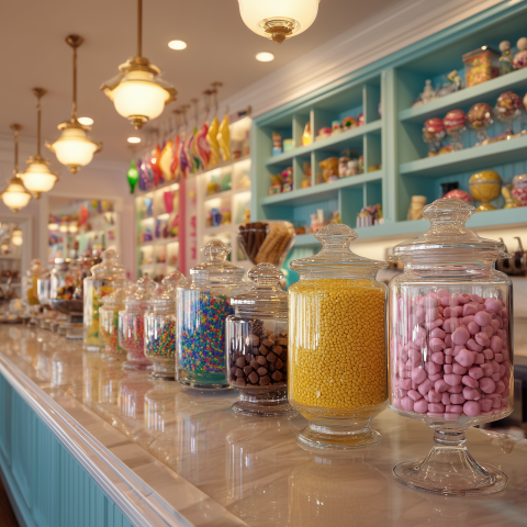 Colorful Candy Store Glass Jars