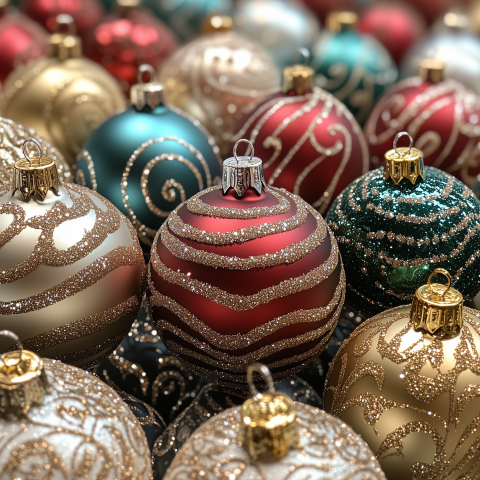 Colorful Christmas Ornaments with Glitter Designs