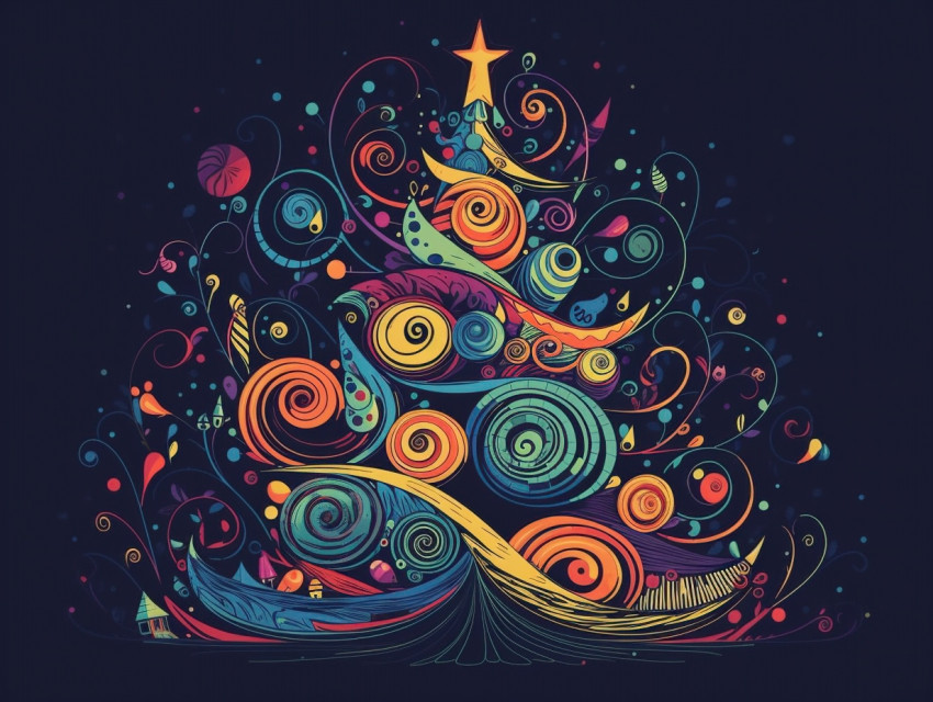 Colorful Christmas Tree Illustration