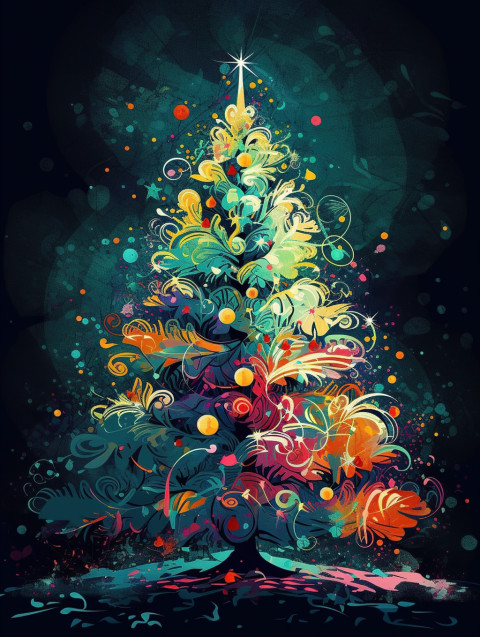 Colorful Christmas Tree Illustration