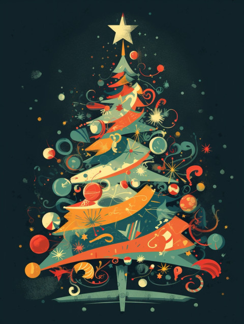 Colorful Christmas Tree Illustration