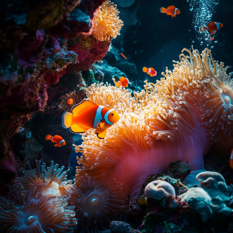Colorful Clownfish in Coral Reef