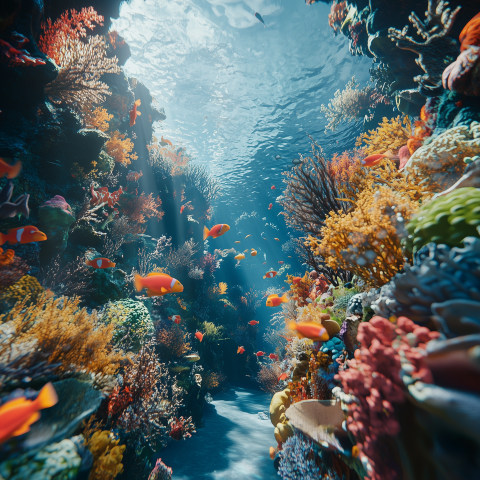 Colorful Coral Reef with Clownfish