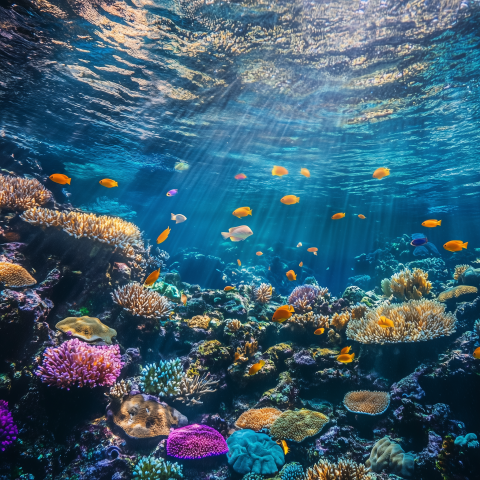 Colorful Coral Reef with Tropical Fish