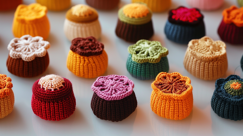 Colorful Crochet Bon Bons on Display