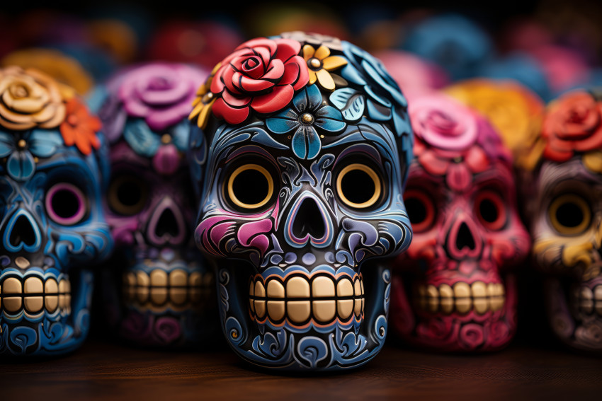 Colorful Dia de los Muertos skulls