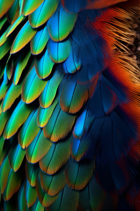 Colorful feathers up close