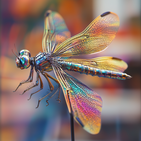 Colorful Metallic Dragonfly Macro